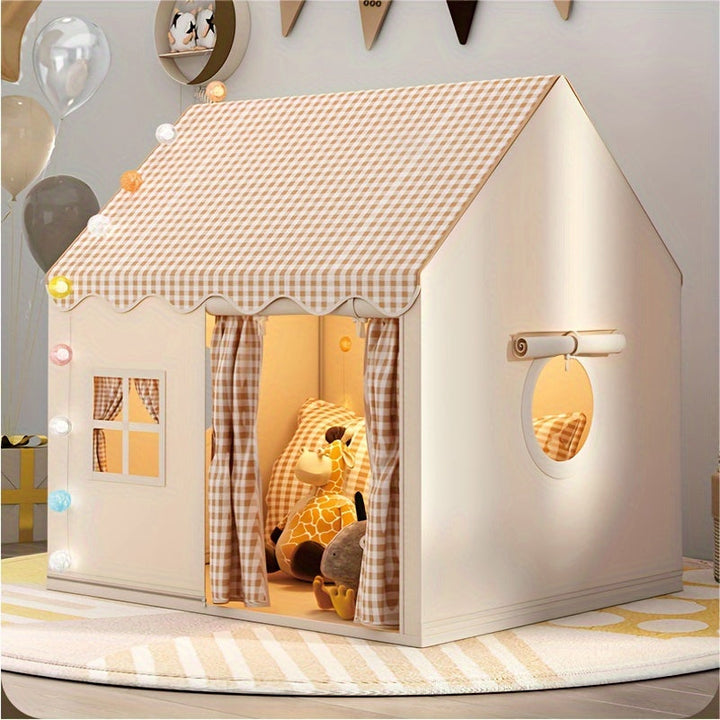 Kids' adventure playhouse tent for indoor imaginative play; perfect for toddlers and children's room decor.