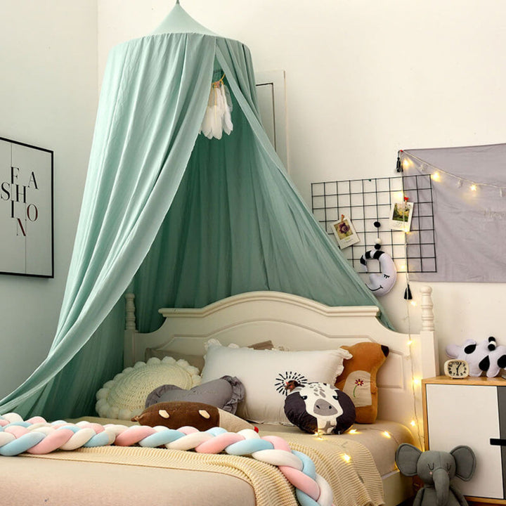 Hanging play tent canopy encourages imagination and fun for children in their own room.