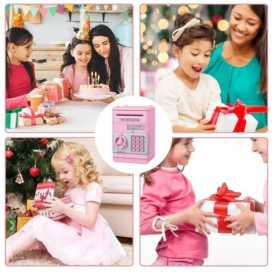 Smart saving electronic ATM piggy bank for boys & girls. Educational toy with a secure code lock.