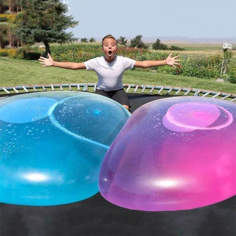 Kids' giant inflatable bubble ball, tear-resistant outdoor toy for active summer fun and safe play.