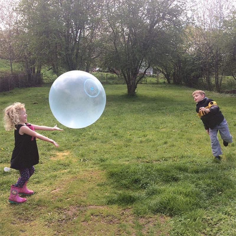 Giant bubble ball for active kids' play, a tear-resistant inflatable outdoor toy for endless summer fun.