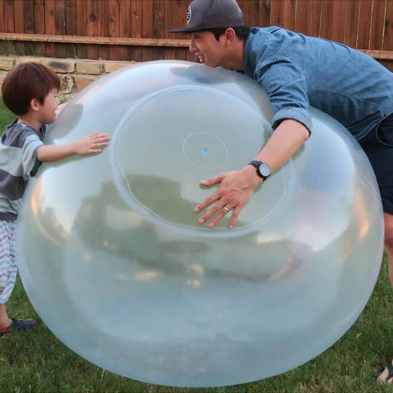 Large inflatable bubble ball for kids, durable and reusable outdoor toy for backyard fun and parties.
