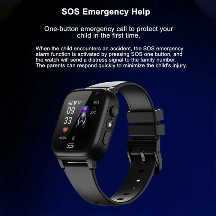 Modern youth GPS smartwatch for kids, featuring two-way calls, precise tracking, and customizable safety zones.
