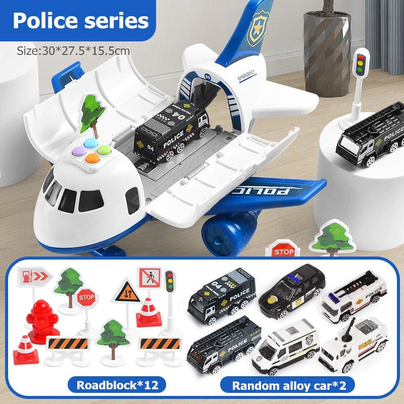 Interactive airplane playset for kids, an educational toy promoting creative rescue missions with realistic lights & sounds.