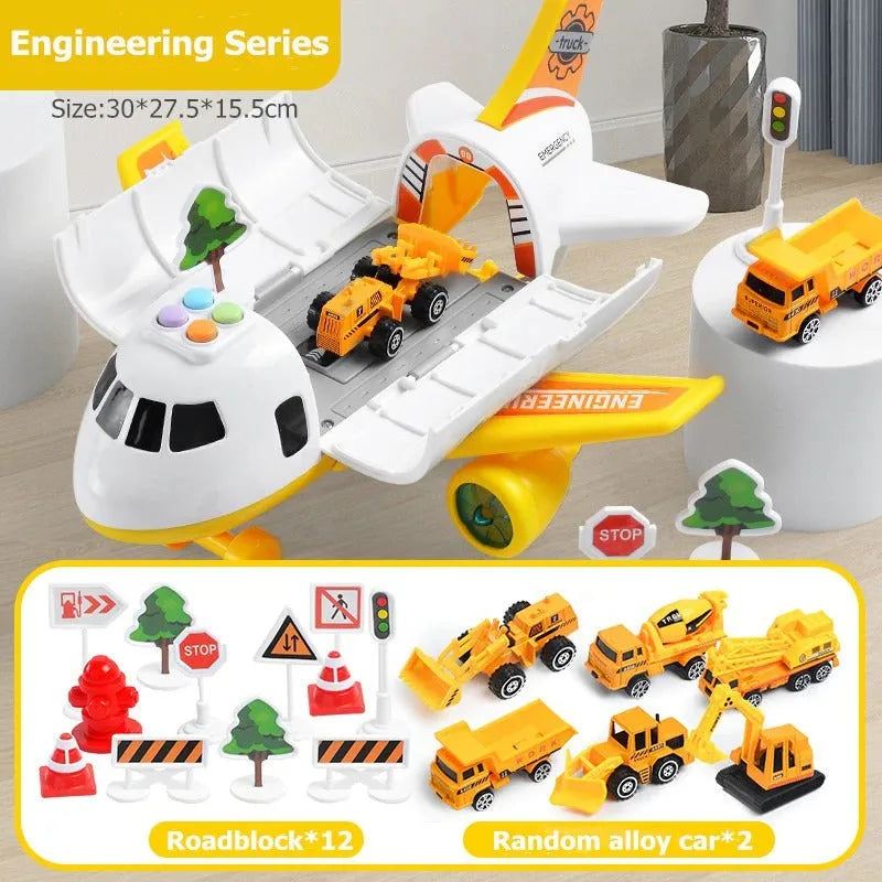 Close-up: Interactive airplane playset with detailed lights, sound features, and mini rescue vehicles for immersive play.