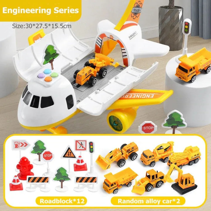 Close-up: Interactive airplane playset with detailed lights, sound features, and mini rescue vehicles for immersive play.