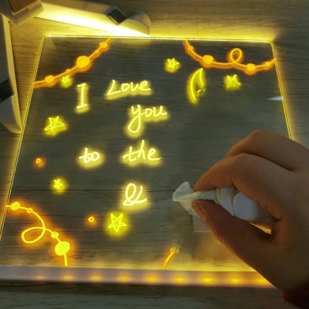 Children's LED drawing board, a light-up art pad & educational toy for kids' creative activities. Perfect art gift.