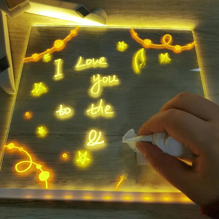 Children's LED drawing board, a light-up art pad & educational toy for kids' creative activities. Perfect art gift.