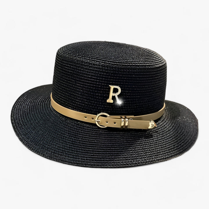 Aurelle women's flat crown summer hat. Chic & stylish beach accessory for sun protection, perfect for warm weather.