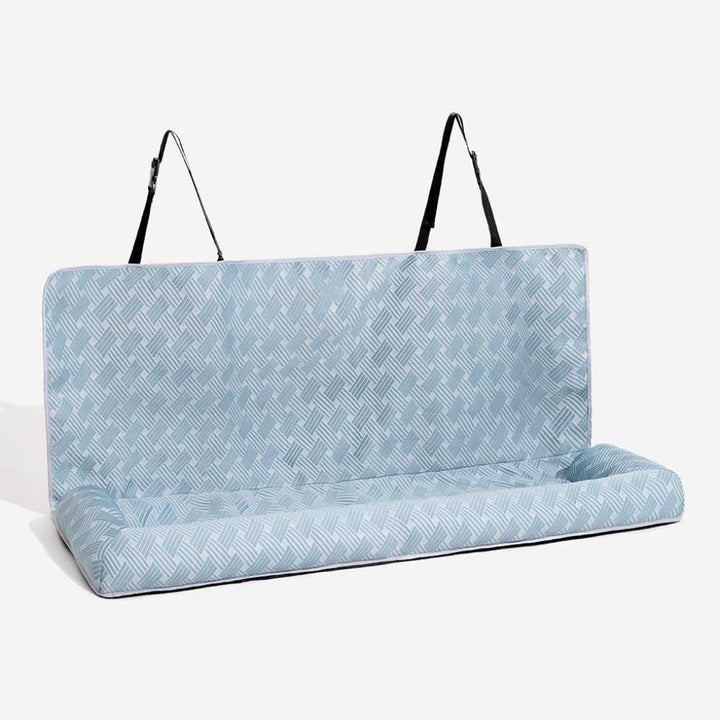 Large dog car seat with cooling bolster for ultimate pet comfort, safety, and easy cleaning during travel.