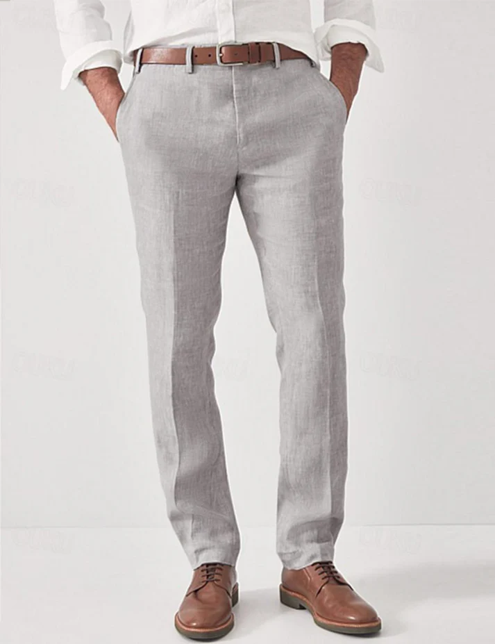 Black men's lightweight summer dress pants, casual trousers for effortless warm weather fashion.
