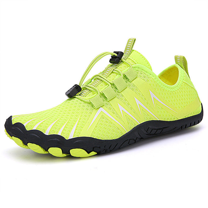 Barefoot shoes worn on foot, showcasing natural toe splay and comfortable, unrestricted fit.