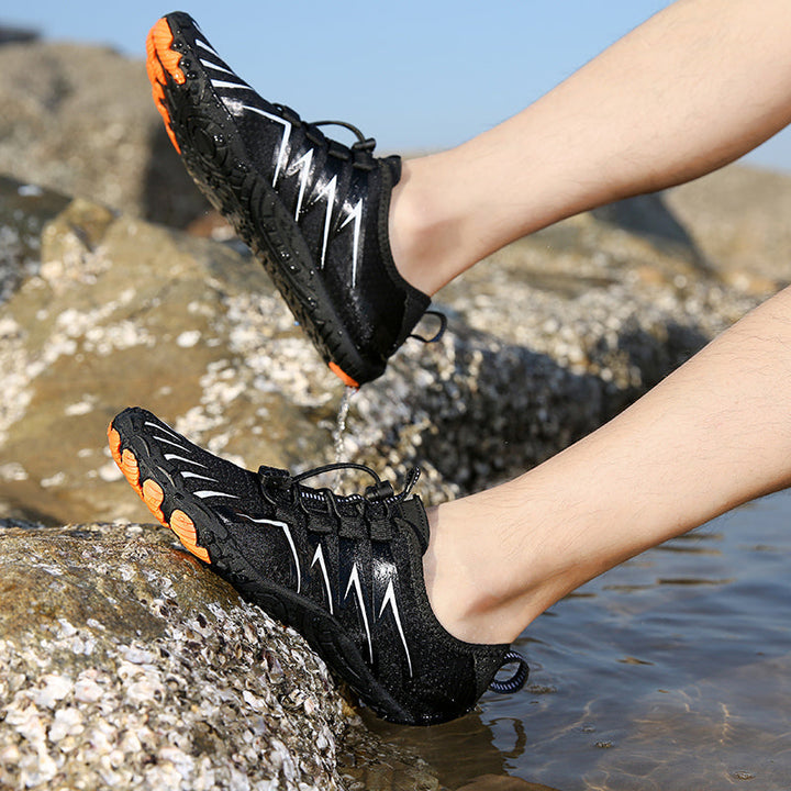 Barefoot shoes featuring a spacious wide toe box, promoting natural toe splay and foot health.
