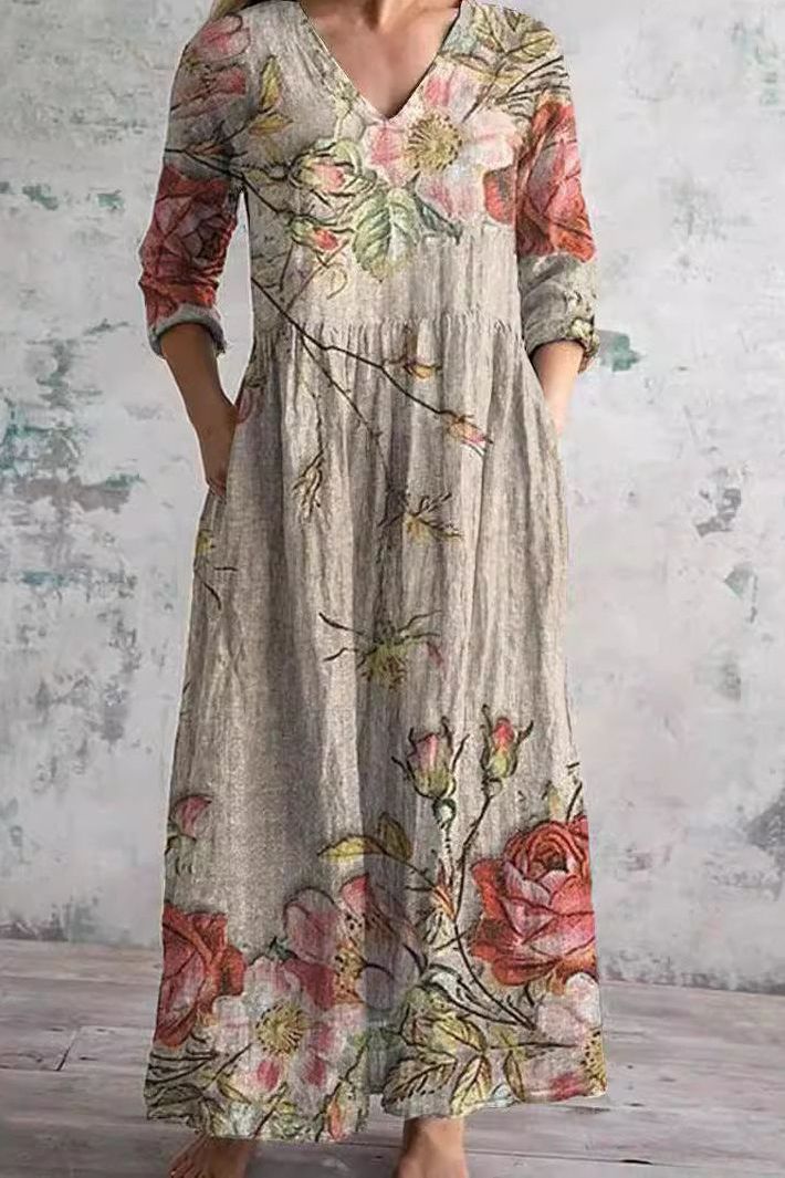 Versatile flowy maxi dress for women, ideal for casual everyday wear or elegant travel.