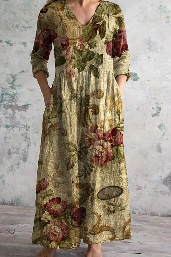 Elegant yet casual women's maxi dress, flowy and comfortable for relaxed spring & summer style.