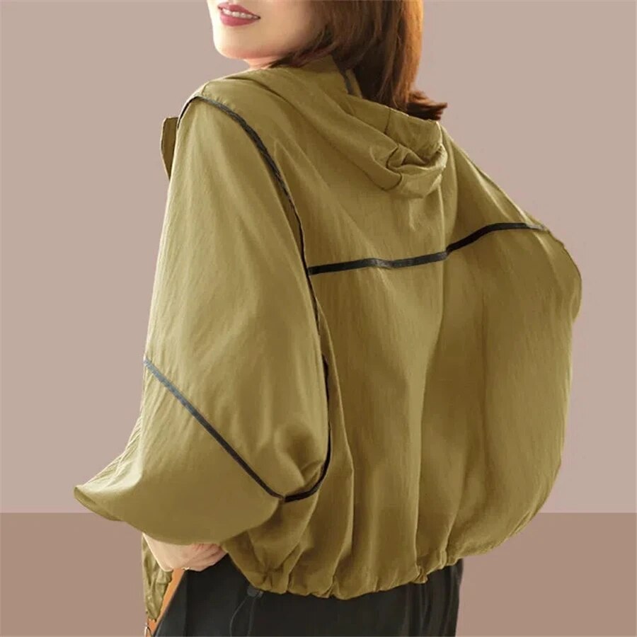 Zoë lightweight women's oversized summer hoodie jacket, a perfect casual hooded top for spring & summer.