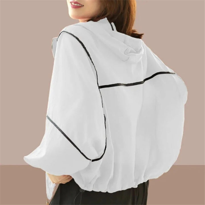 Stylish oversized women's summer hoodie jacket. Lightweight, comfortable, and perfect for spring & summer fashion.