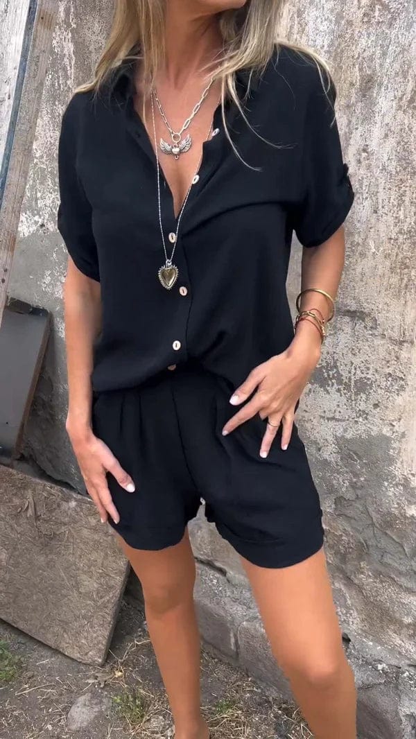 Breathable women's shorts & top comfort set, ideal for summer fashion & relaxed fit outfits.