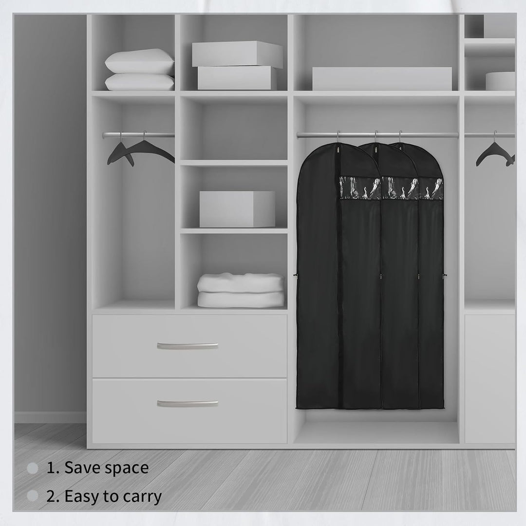 Extra-long dress cover (70.87") for bridal gowns & formal wear, ensuring dust-free storage & travel.