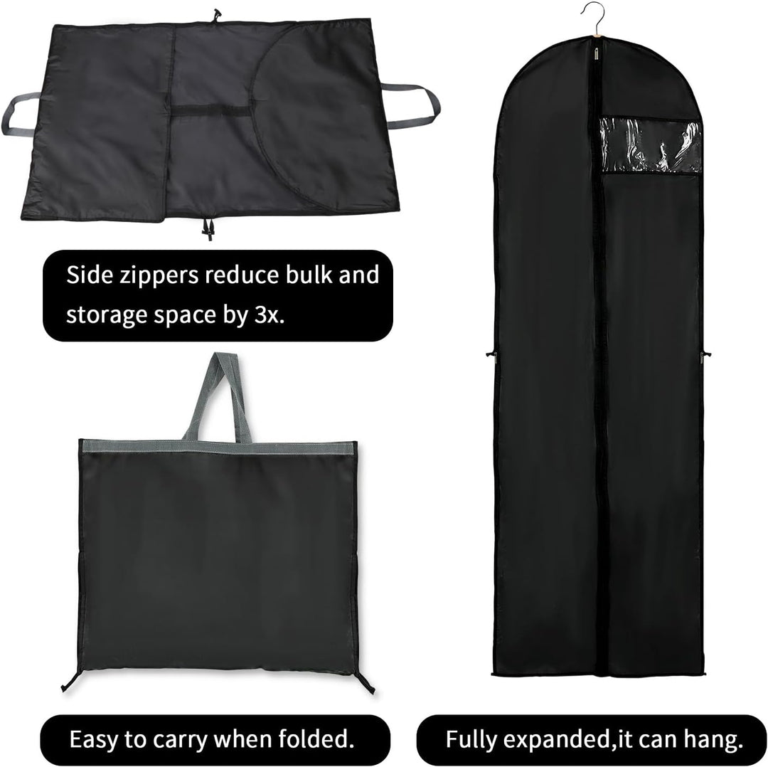 Breathable 70.87-inch garment bag, perfect home storage solution for long dresses & coats.