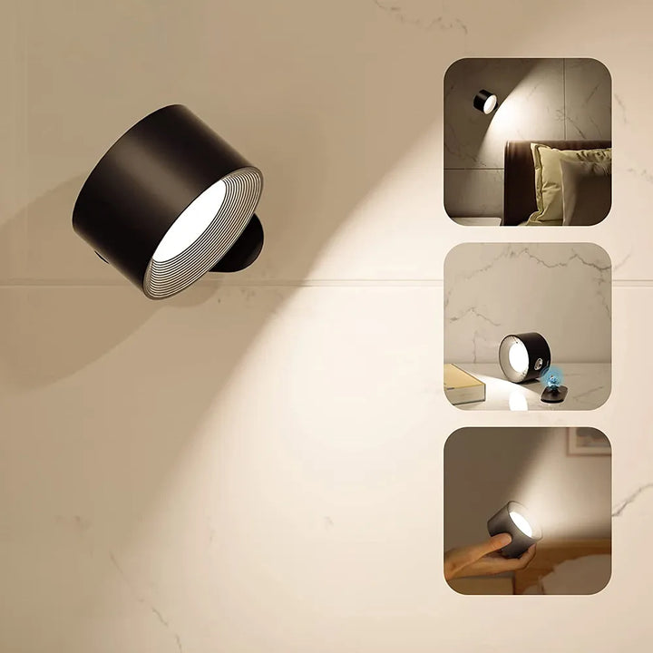 Adjustable LumoFlex Wireless Wall Lamp, great for focused tasks or ambient lighting.
