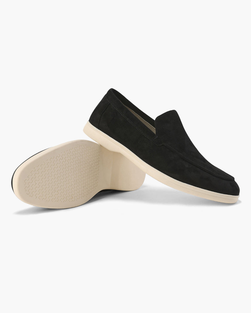 Dressy men's slip-on loafers in premium leather, offering both luxury and support.