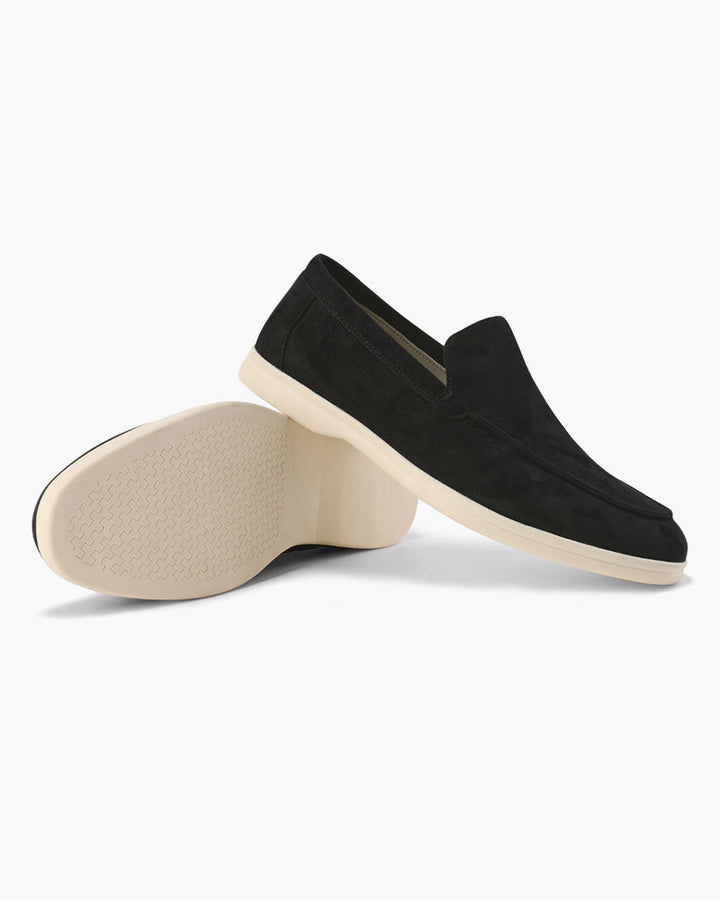 Dressy men's slip-on loafers in premium leather, offering both luxury and support.