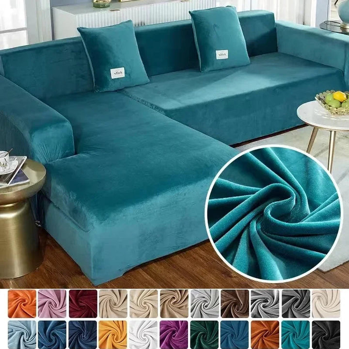 Luxury stretch velvet sofa cover for living room refresh and protection.
