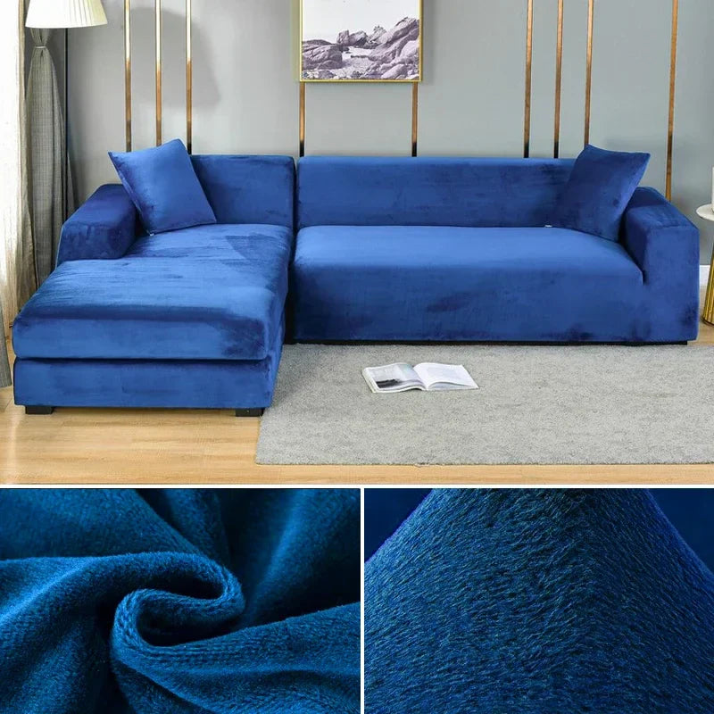 Pet-friendly and machine washable stretch velvet sofa cover for families.