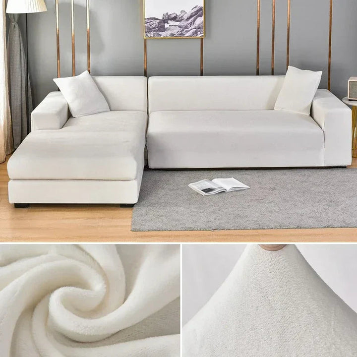 Premium quality stretch velvet sofa cover, protective and elegant home decor.