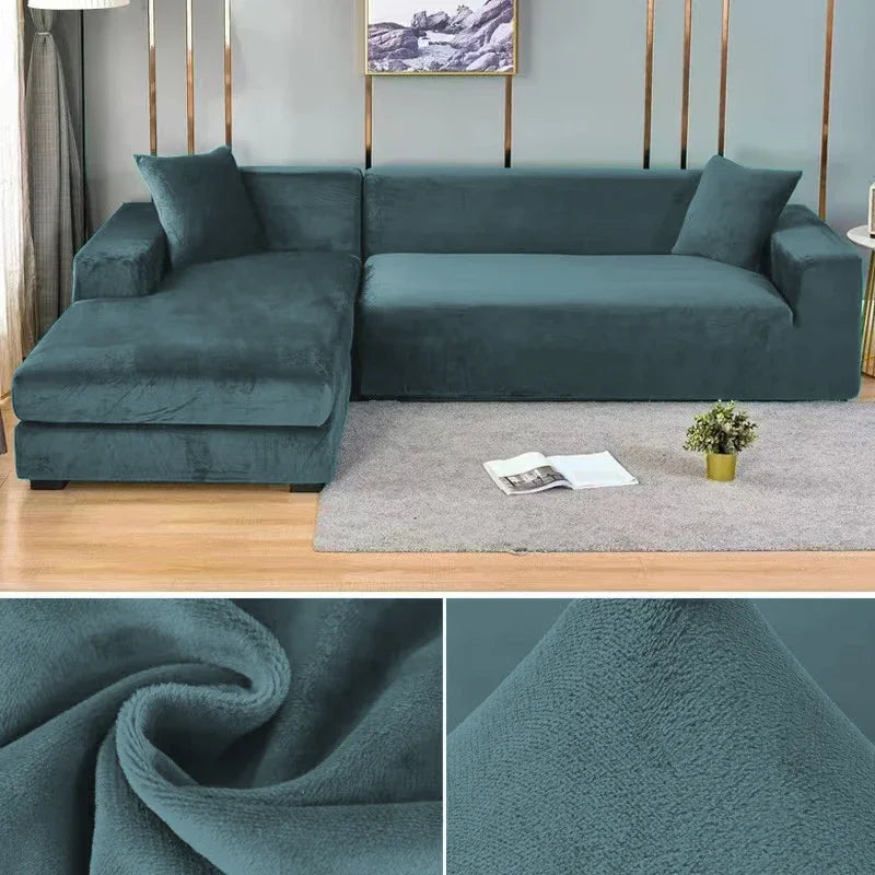 Easy-install stretch velvet couch slipcover, instantly refreshes any room.