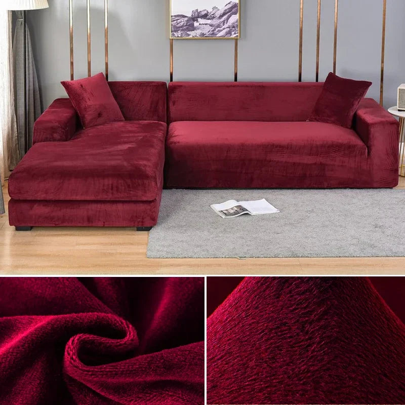 Protect your furniture with this pet-friendly luxury stretch velvet sofa cover.