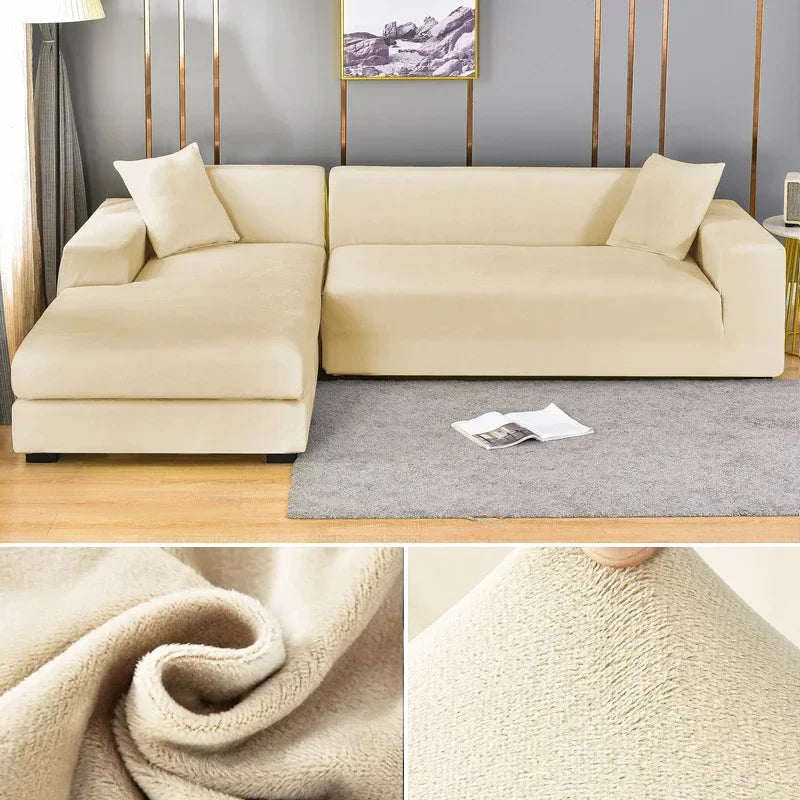 Low maintenance machine washable stretch velvet sofa cover for busy homes.
