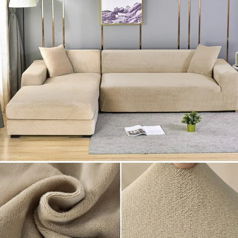 Stylish stretch velvet couch slipcover, perfect for modern living room home decor.