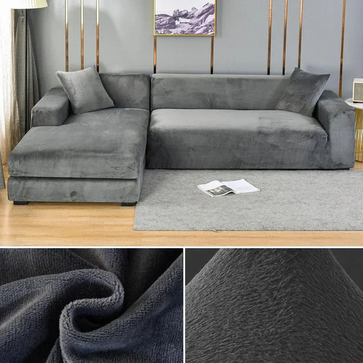 Machine washable velvet sofa cover, pet friendly and highly stretchable.
