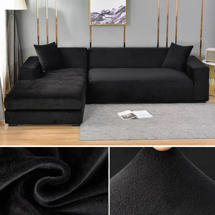 Durable stretch velvet furniture protector, great for busy living rooms.