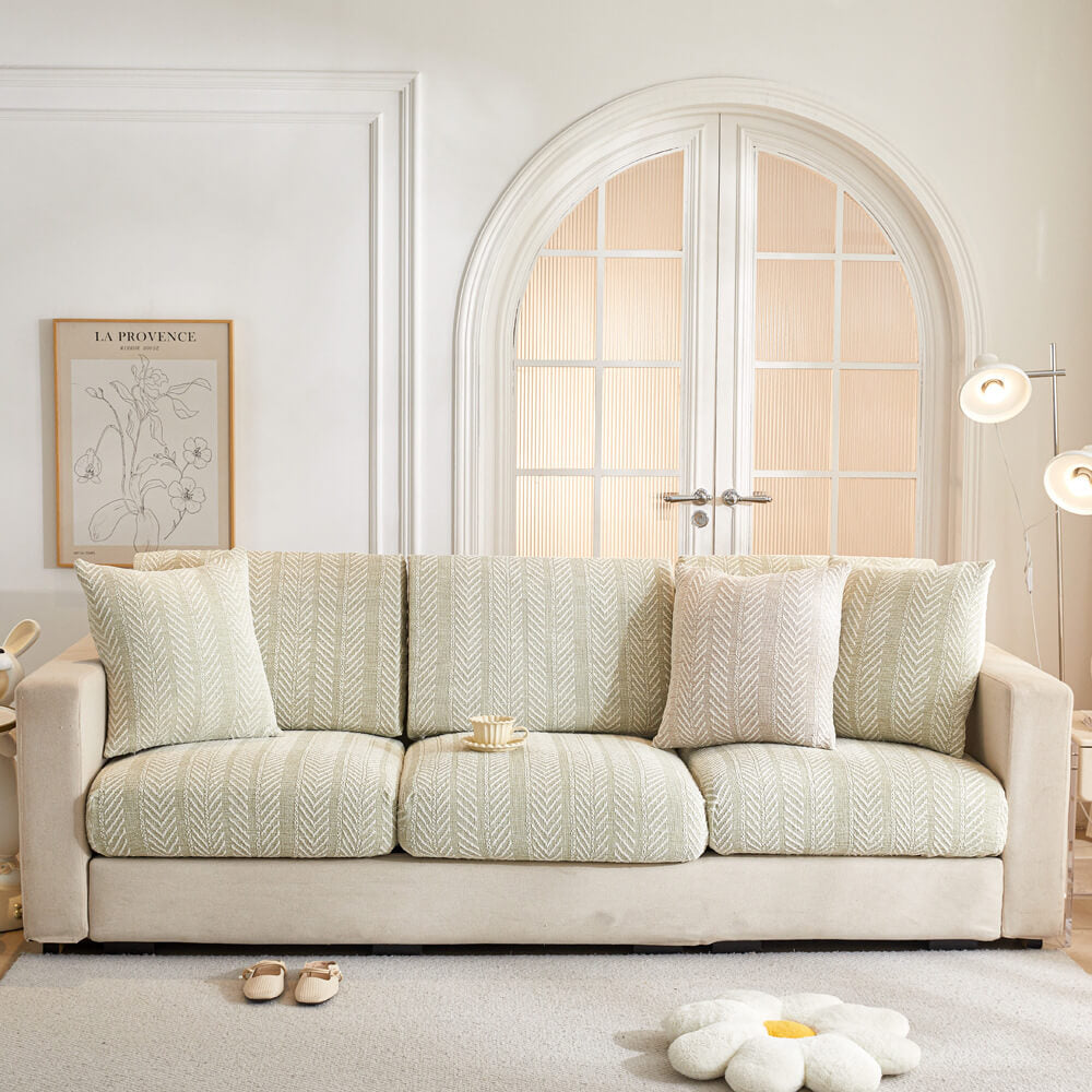 Luxury waterproof pet-friendly couch cover with durable herringbone chenille fabric. Non-slip sofa protector for living room.