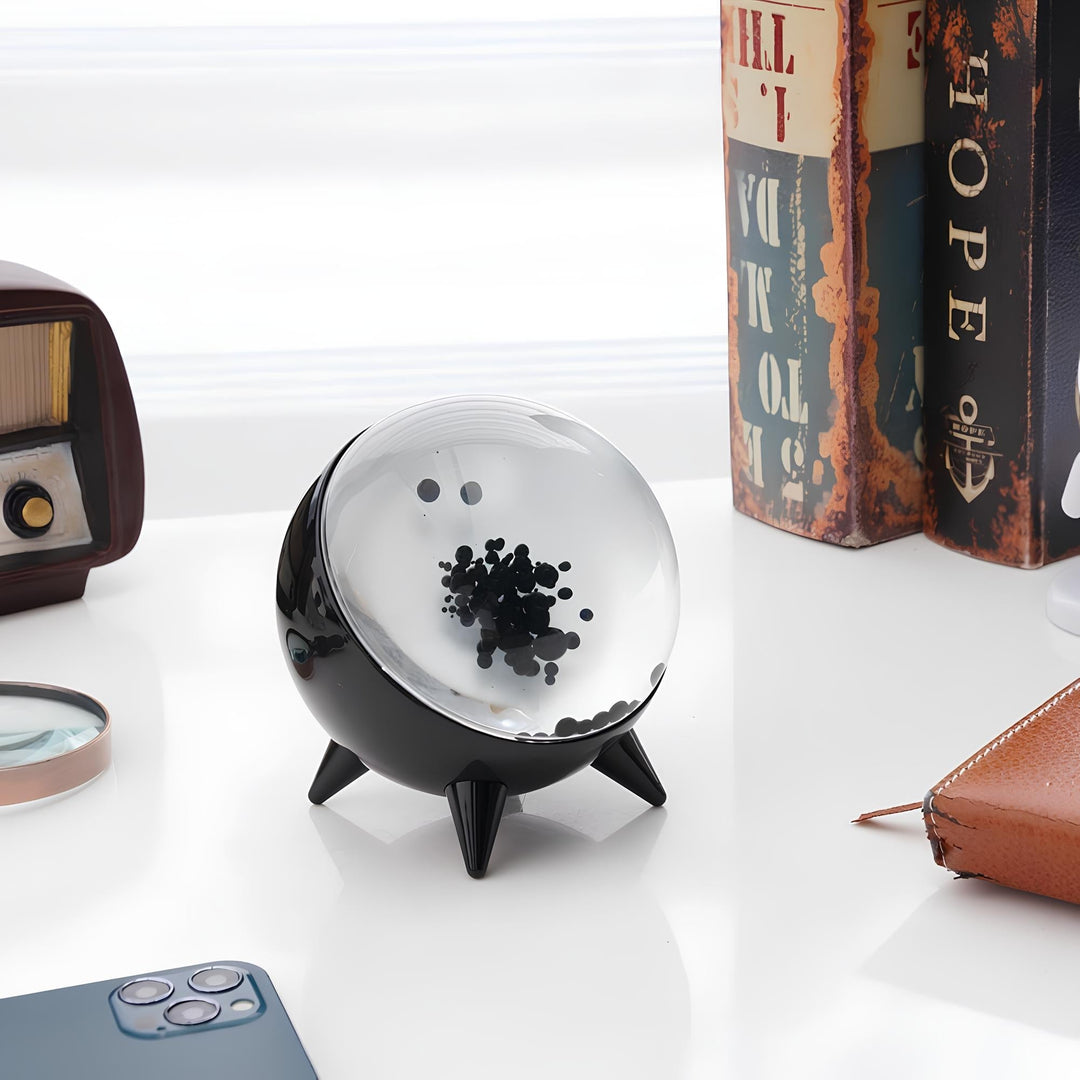 Ambient MagnePulse ferrofluid display, a music-reactive visualizer and interactive art piece for modern spaces.