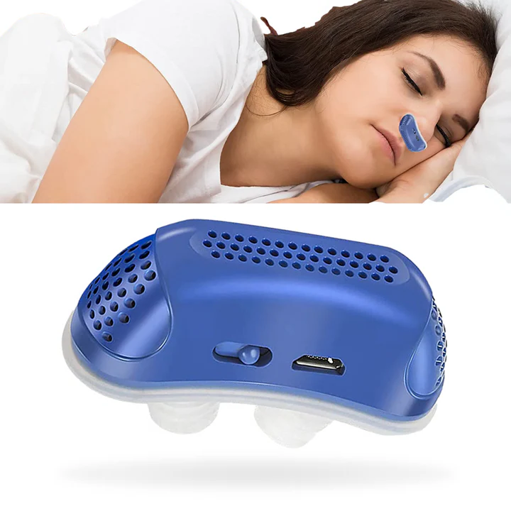Maskless Nasal CPAP device for sleep apnea treatment, compact & comfortable anti-snore solution.