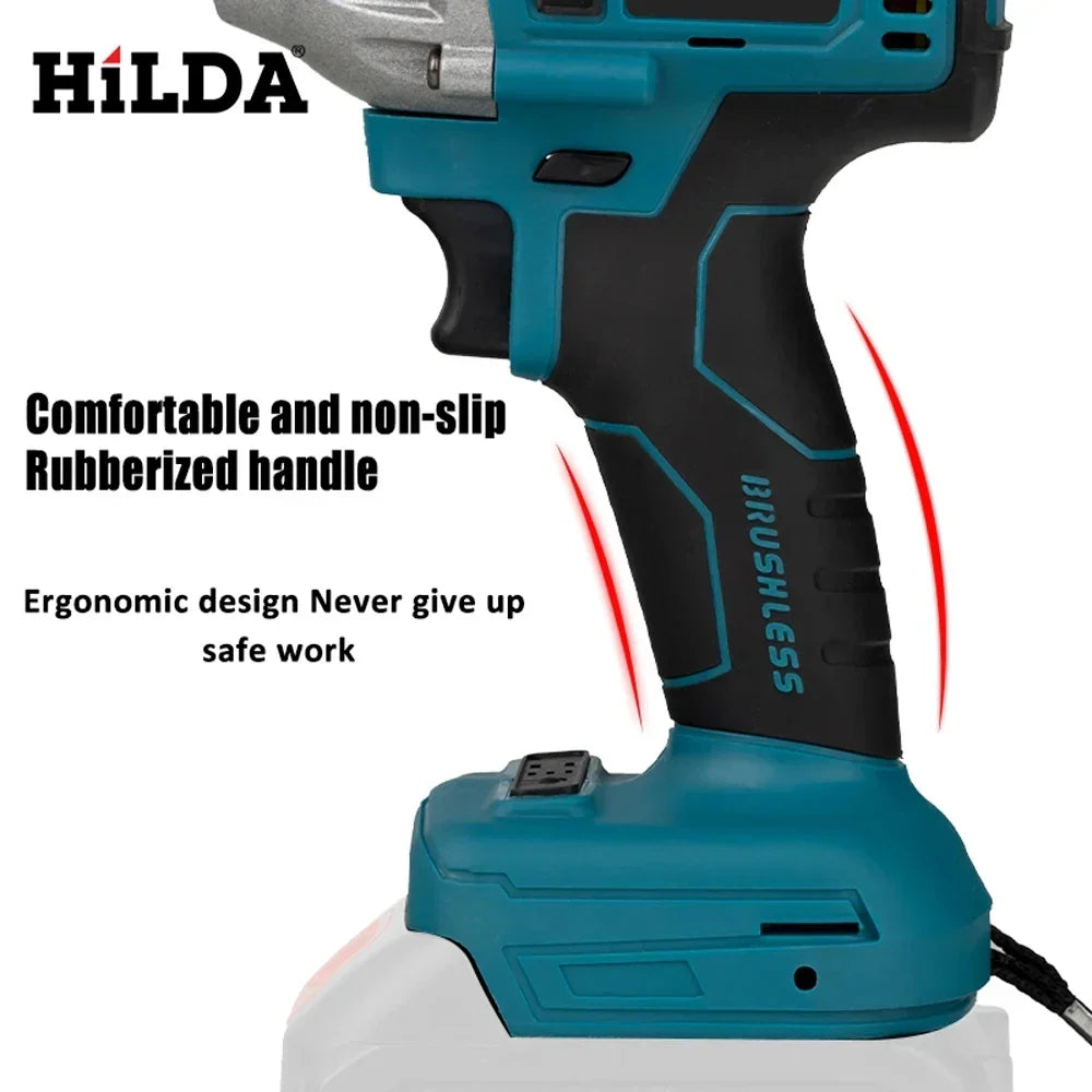 18V cordless impact wrench, 1/2 inch socket tool for automotive repair, construction, & DIY projects.