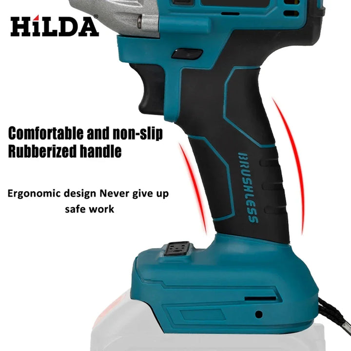 18V cordless impact wrench, 1/2 inch socket tool for automotive repair, construction, & DIY projects.