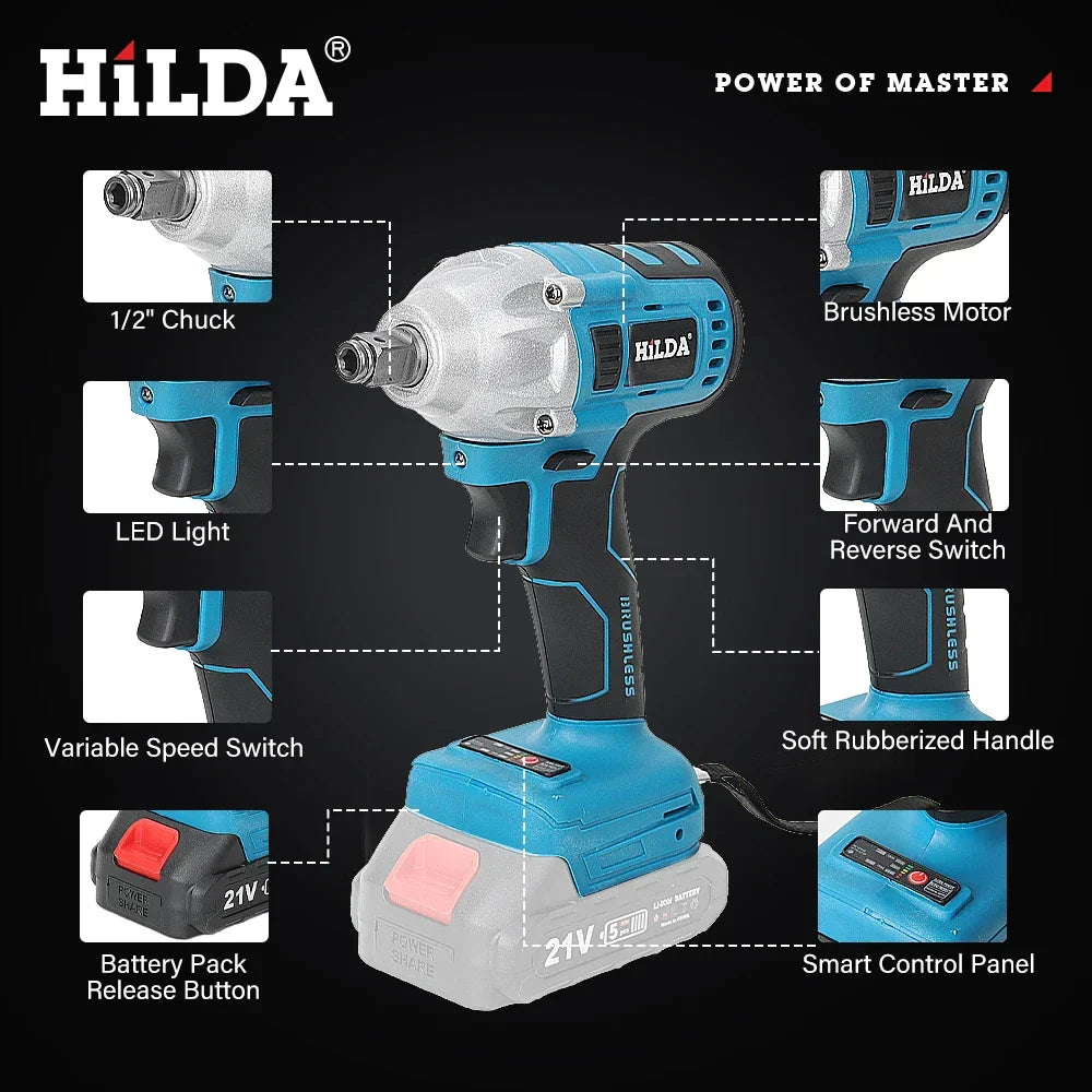 Versatile 18V cordless 1/2 inch impact wrench, ideal for construction, automotive & general DIY.
