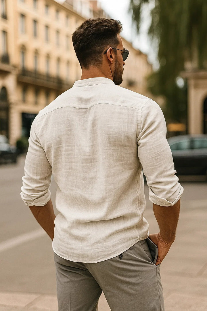 Versatile men's 3/4 sleeve casual top, relaxed fit. Great for smart casual, spring & summer outfits.