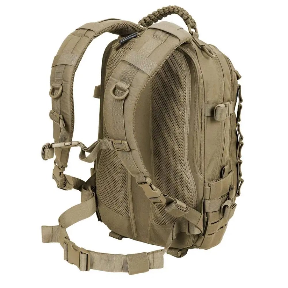 Rugged men's 30L tactical backpack, waterproof for hiking, camping, and outdoor gear.