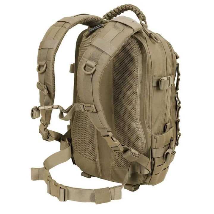 Rugged men's 30L tactical backpack, waterproof for hiking, camping, and outdoor gear.