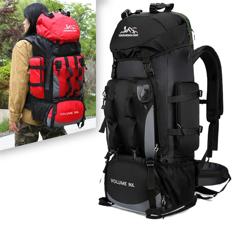 Water-repellent 90L men's rucksack, perfect large capacity pack for rugged outdoor exploration.