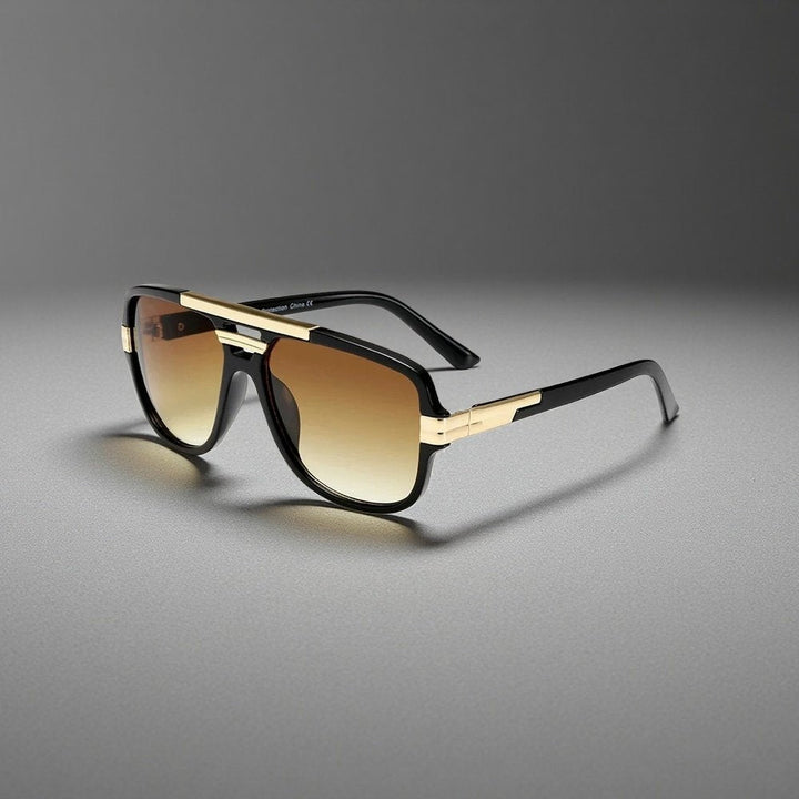 Luxury men's acetate square aviator sunglasses, combining classic style with modern sun protection.