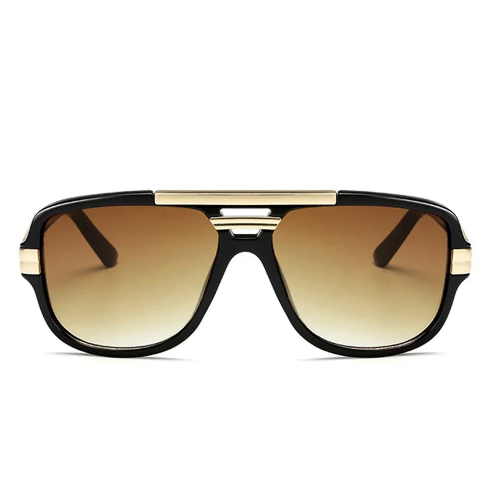 Durable acetate men's square aviator sunglasses with stylish gradient UV400 lenses, blending modern and classic.