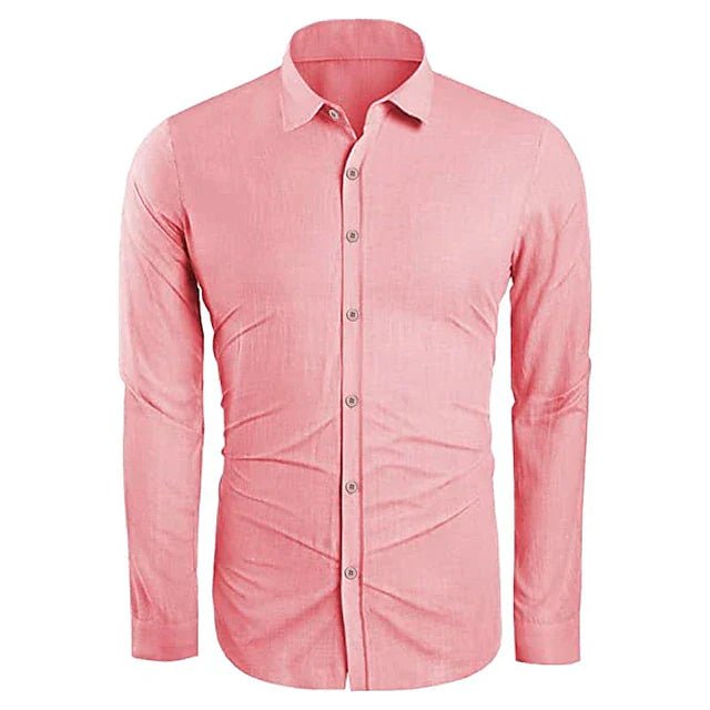 Men's stylish airy button-down shirt, long sleeve for warm weather, travel & daily comfort.