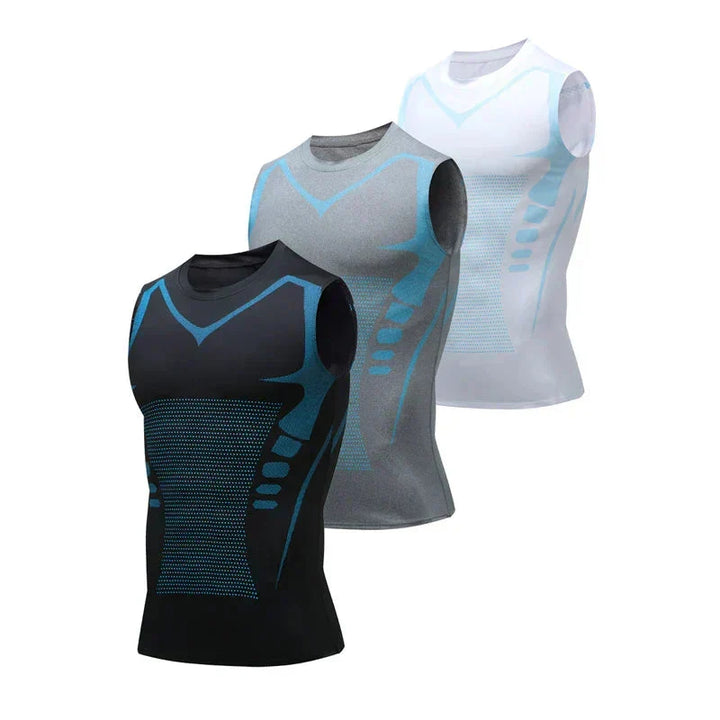 Athletic men's sleeveless workout top, Armando graphic print for unrestricted gym performance.